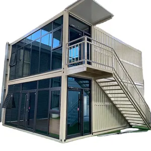 two stories build prefab container mobile folding house suppliers container with flat bathroom