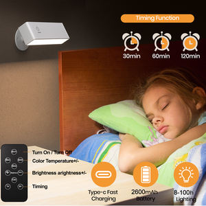 <span class=keywords><strong>2</strong></span>包可充电壁灯，带远程磁性和可调光360旋转无绳粘性壁灯，用于床边阅读 - Product Image 4