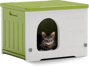 Casa para gatos de plástico para uso en interiores y exteriores, refugio apilable para gatos salvajes, casa para gatos interior, resistente a la intemperie, resistente al agua, elevada - Product Image 2