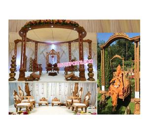 Gujrati Wedding Triveni Ganesha Mandap Traditional Wooden Carved Wedding Mandap Hindu Wedding Triveni Mandap with Ganesha Canada - Product Image 1