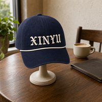 Casquette de baseball 6 panneaux en sergé 100% coton, couleur basique, à rayures, avec broderie gothique, visière courbée, style streetwear décontracté, pour l'extérieur