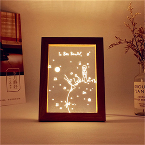 Luces Led de noche 3D de madera, marco de fotos, lámpara de mesa USB, adornos para mesita de noche, oficina, escritorio, <span class=keywords><strong>luz</strong></span> de <span class=keywords><strong>la</strong></span> noche - Product Image 3