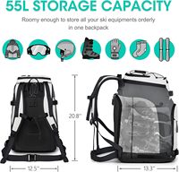 Échantillon Gratuit Sac à Dos de Voyage Imperméable en Cuir Véritable avec Sangle Amovible 50L Unisexe pour Chaussures de Ski, Casques, Gants, Lunettes