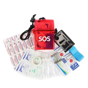 Plástico Mini Vermelho SOS First Aid Kit De Primeiros Socorros Ao Ar Livre De Baixo Custo Kit De Sobrevivência De Emergência