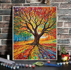 Feuilles d'arbre d'<span class=keywords><strong>automne</strong></span> peinture bricolage par numéros peinture acrylique peinture sur toile numérique pour Art mural - Product Image 2