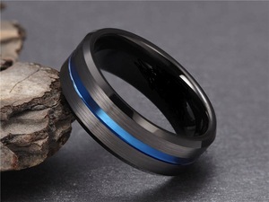 남자 인기있는 스테인레스 스틸 경 사진 가장자리 반지 저자 극성 블루 퍼플 블랙 보석 도매 - Product Image 6