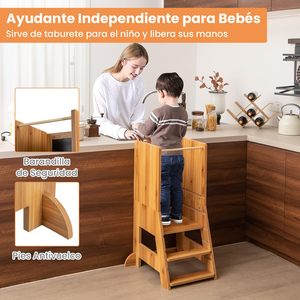 Tour <span class=keywords><strong>d</strong></span>'apprentissage Montessori pour tout-petits, tabouret <span class=keywords><strong>d</strong></span>'aide en cuisine en bois pour enfants - Product Image 3