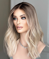 Kingdom Virgin European Hair Blonde Highlight Color HD Lace Top avec Scalp réaliste Diamond Net Luxe Lace Front Perruque pour femmes
