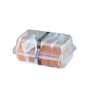Caixa de embalagem de plástico PET retangular transparente e ecológica para pastelaria esposa bolo pêssego omelete pão pacote