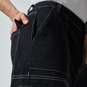 Pantalon de travail cargo noir pour homme, robuste, personnalisé, à double genou renforcé, en coton stretch, pour la construction - Product Image 5