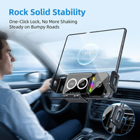 Chargeur de voiture sans fil flexible 15W |   Capteur de verrouillage automatique à lumière RGB |   Support pliable pour téléphone et tablette |   Support de charge rapide à double bobine Z11
