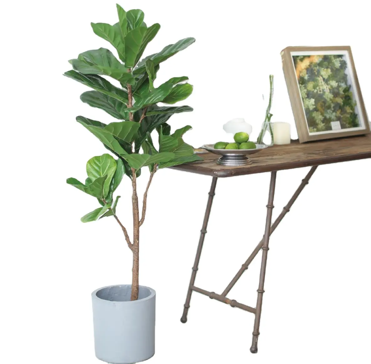 Chinese Fabrikant Maakt Plastic Plant Kunstmatige Ficus Pandurata Boom Voor Home Decoratie