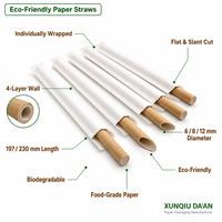 Pailles en papier biodégradables, recyclables, jetables, en vrac, emballées individuellement, de qualité alimentaire, compostables, pour café et thé