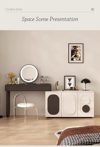 Table de maquillage en bois de style italien avec tiroirs, personnalisable en blanc et noir, table de maquillage de luxe pour filles avec miroir - Product Image 6