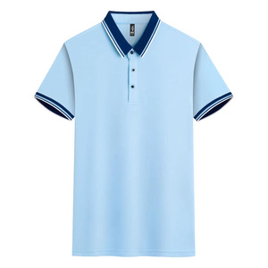 Polo Shirt <b>Light</b> Blue Polyester Solid Color Short Sleeve <b>Work</b> Uniform Restaurant Bar Employee Apparel - Product Image 1