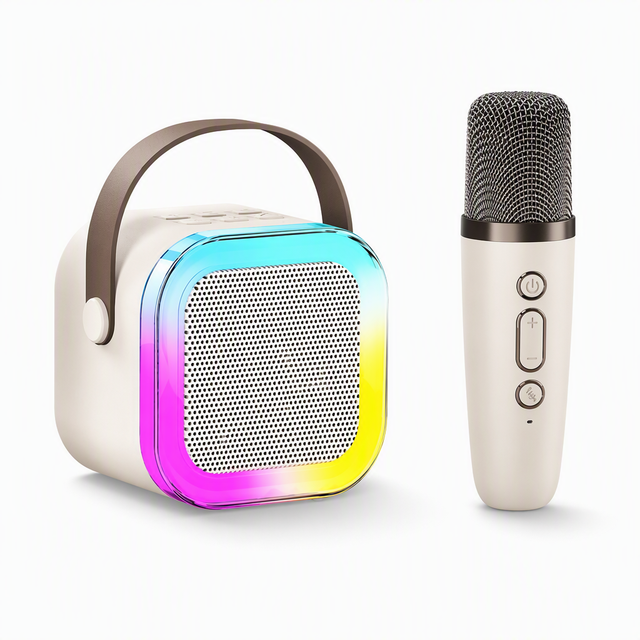 Wireless Karaoke Speaker Microphone Portable LED Light Kids Singing Machine Family Home Party KTV Rechargeable Gift