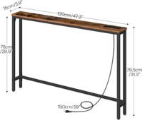 Prix de gros Table console de bureau étroite et robuste à cadre métallique & panneau MDF avec prises de courant pour le couloir et le salon