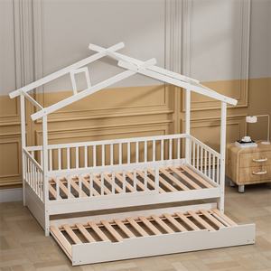 Cama Infantil de Madera de Diseño Moderno para Niñas, Cama Tipo Casa con Cama Nido - Product Image 2