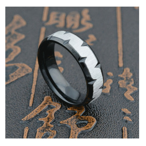 Anello 8mm spazzola carburo di tungsteno nero fede nuziale per gli uomini anello - Product Image 4