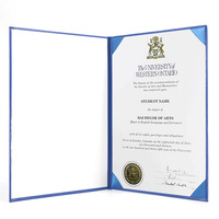 Porte-certificat de graduation en cuir lisse A4 avec bordure en feuille d'or