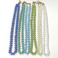 Collier de perles en rubis bleus, chaîne tour de cou, colliers de perles rondes pour cadeau et usage quotidien