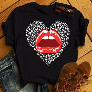 Camisetas <span class=keywords><strong>de</strong></span> cuello redondo recortadas para chicas con diseño <span class=keywords><strong>de</strong></span> <span class=keywords><strong>boca</strong></span> <span class=keywords><strong>de</strong></span> lentejuelas personalizadas, Camisetas básicas con estampado gráfico <span class=keywords><strong>de</strong></span> labios <span class=keywords><strong>de</strong></span> beso para <span class=keywords><strong>mujer</strong></span> <span class=keywords><strong>de</strong></span> peso pesado a la moda - Product Image 3