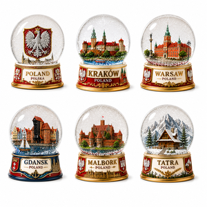 Globo di Neve in Resina di Cracovia, Polonia, con Basilica di Santa Maria, Globo d'Acqua in Cristallo, Aquila Polacca, Souvenir Turistico, Decorazione per la Casa, Regalo - Product Image 3