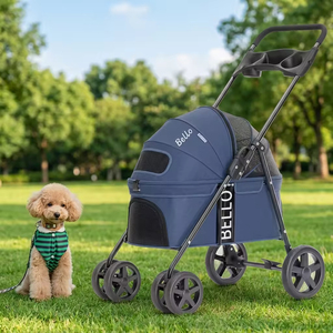 Carrito Plegable <span class=keywords><strong>de</strong></span> Acero <span class=keywords><strong>de</strong></span> 4 Ruedas para Mascotas, Transportador Portátil para Exteriores, Gran Capacidad <span class=keywords><strong>de</strong></span> 15 kg, Nueva Tecnología para Viajes <span class=keywords><strong>Deportivos</strong></span> con Gatos - Product Image 2
