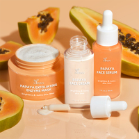 Kit de Soins Éclaircissants à la Papaye Marque Blanche Crème Illuminatrice Masque Exfoliant Nettoyant les Pores Traitement Naturel Contre l'Acné à la Papaye