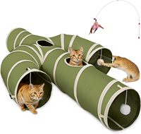 Ownpets Tunnel pour chat Cactus 10 pouces avec trous de surveillance en tissu Oxford pour chats de grande taille d'intérieur Vert