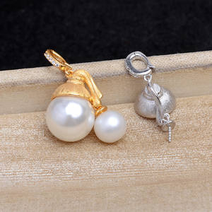 S925 Silver Frosted DIY Accessory Girl's Hat with Universal Buckle Pearl Pendant Empty Holder 10-12DIY <b>Jewelry</b> <b>Cases</b> 5696 - Product Image 1