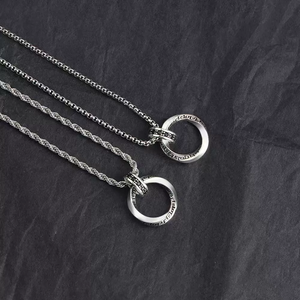 Mobius Doppelring-Anhänger-Halskette für Herren im Hip-Hop-Stil, coole Zirkon-Halskette, schlicht, vielseitig, Lieferant - Product Image 1