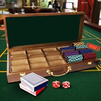 Étui professionnel pour jetons de poker en noyer avec 5 plateaux, capacité de 500 jetons de casino, organisateur de rangement en bois pour jeux de poker