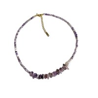 Collier de perles en pierre naturelle et perles d'eau douce, fait main, géométrique, bijoux fantaisie