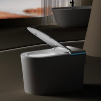 WC intelligent avec bidet intégré, allongé, télécommande, eau chaude, chasse automatique, capteur de pied, siège chauffant, céramique, double chasse, vente en gros