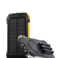 Batterie Externe Solaire 10000mAh en Gros avec Charge Rapide Sans Fil 15W, Câbles Intégrés Type-C/Lightning/Micro USB, Batterie Li-Polymère et Lumière LED