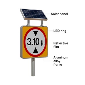 Letrero de tráfico de límite de altura LED alimentado por energía solar de tamaño personalizado GA Equipo de construcción de carreteras de aluminio reflectante Tipo de pie - Product Image 3
