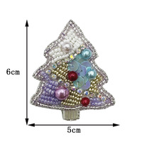 Patchs brodés perlés Père Noël faits main en feutre 3D à coudre pour vêtements et accessoires