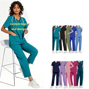 Tenues médicales unisexes en coton orange et rose, grandes tailles, vente en gros, personnalisables - Product Image 1