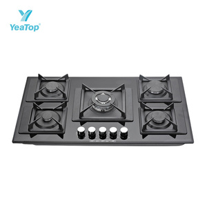 Cuisinière à gaz encastrable élégante à 5 brûleurs avec verre trempé, système de sécurité FFD et capuchons en laiton de haute qualité <span class=keywords><strong>pour</strong></span> les marchés d'électroménager de luxe - Product Image 3