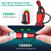 Câble USB de charge rapide universel 5 en 1 en nylon avec logo personnalisé 2,8A Type-C pour iPhone et ordinateur
