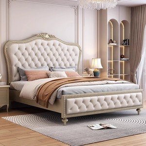 Upholstered <b>Bed</b> 1.8m Rubber Wood <b>Storage</b> High Box Light Luxury Master Bedroom <b>Double</b> <b>Bed</b> - Product Image 2