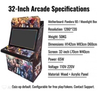 Machine d'arcade de combat 32 pouces, 2 joueurs, joystick, 2200 jeux classiques, fonctionne à pièces - Cabinet de 142 cm, autocollant personnalisé, CE