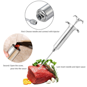 Wholesale 304 Stainless Steel Food Syringe & 3 Marinades Needles Kit Meat Injector for <b>BBQ</b> Smoker Seasoning - Product Image 6