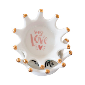 <strong>Ceramic</strong> Crown <strong>Jewelry</strong> <strong>Box</strong> with Heart Pattern Modern Design-Earrings Necklace Ring Tray Storage for Desktop Ashtray Candlestick - Product Image 5