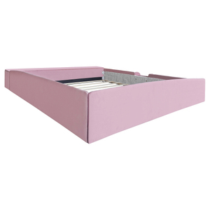 Sofá Cama Moderno Tapizado en Terciopelo Ecológico con Escaleras, Almacenamiento con Elevación a Gas, Otomana y Barandillas Acolchadas en Contraste Rosa+Blanco - Product Image 5