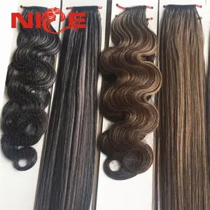 Stock Pas de colle Pas de mal sur les cheveux d'origine couleur bleu foncé Un fil de coton Deux i pointe Corée Twins Extensions de cheveux