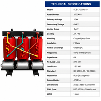 Transformador Trifásico Seco Wanbo-427 Wanbo SCB13 de 2000 kVA, 10 kV a 0.4 kV para Distribución