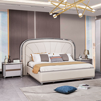 Ensemble de meubles de chambre à coucher au design moderne, lit king size réglable en hauteur avec 5+ tiroirs, en MDF bois peint de haute qualité pour hôtel