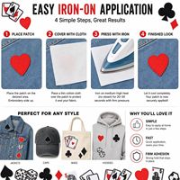 En gros, patchs brodés thermocollants et à coudre pour cartes à jouer, poker, dés, casino, motifs As, Pique, Cœur, Trèfle, Diamant